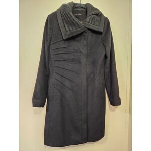 Calvin Klein Womens Coat Wool Blend Womens Size 4‎ Zip And Button Black